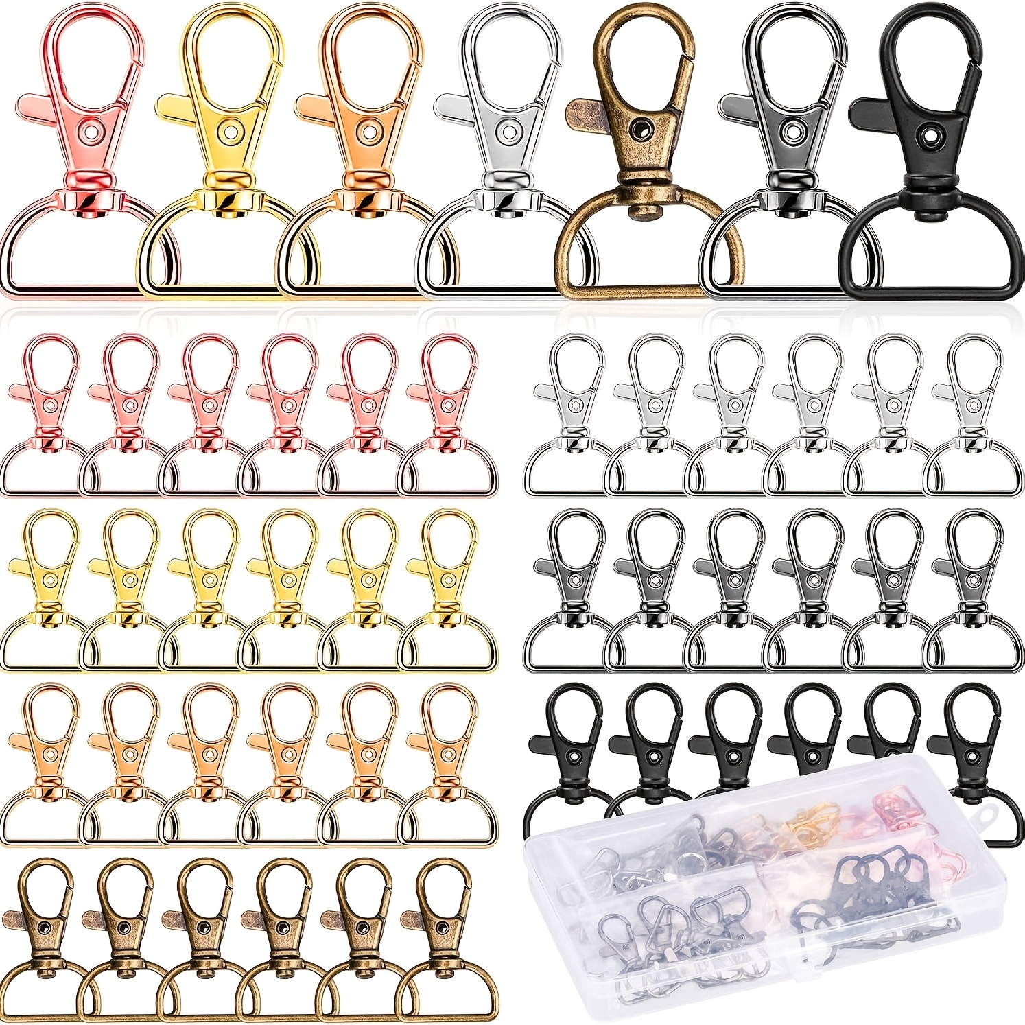 Image of 50 Keychains, High-quality Alloy Golden, Flexible And Durable, Very Suitable For Diy Projects Keychain Swivel Lanyard Keychain Clip Keychain
