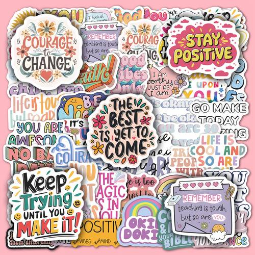 50pcs gratitude positive affirmation stickers pack aesthetic decals for journals laptops and water bottles women students self love lovers made of pvc