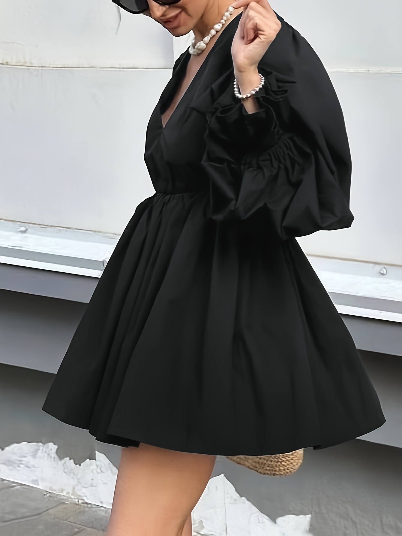 princess polly baby blue dress DOLLY WORLD SHORT PUFF SLEEVE ORGANZA DRESS WITH COTTON BODY black