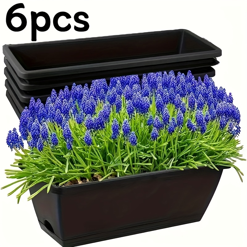 TEMU 6pcs Extra Large Rectangular Planting Pot Thickened Waterproof Plastic Material Suitable For Growing Vegetables, Strawberries, Strawberries And