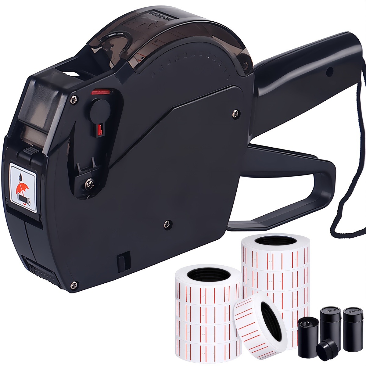 TEMU Kit Pistolet à Étiquettes de Prix Numériques (Pistolet à Étiquettes + Papier Étiquettes Vierges + Rouleau d'Encre), Matériau ABS de Haute