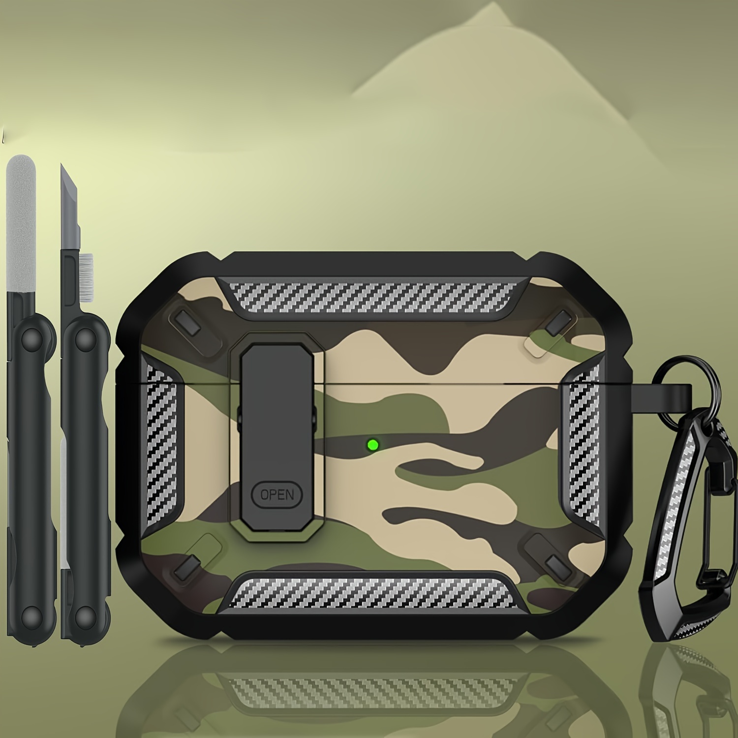 

Cover With Cleaner Kit, Military Hard Shell Protective Armor With Lock For Charging Case 2022, Front Led Visible