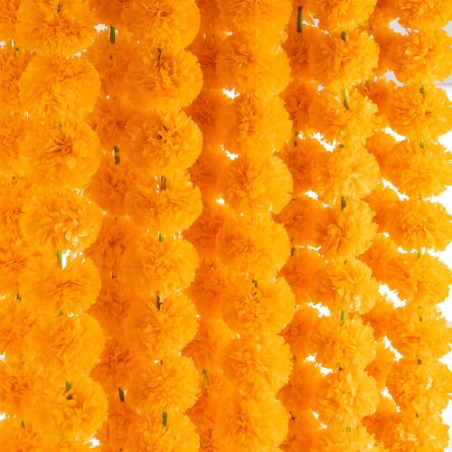 2pcs artificial marigold garland 5ft long string of marigold flowers valentines day party garland indian religious ceremony wedding decor home and outdoor garden decoration wedding party and festival decor traditional indian home decor