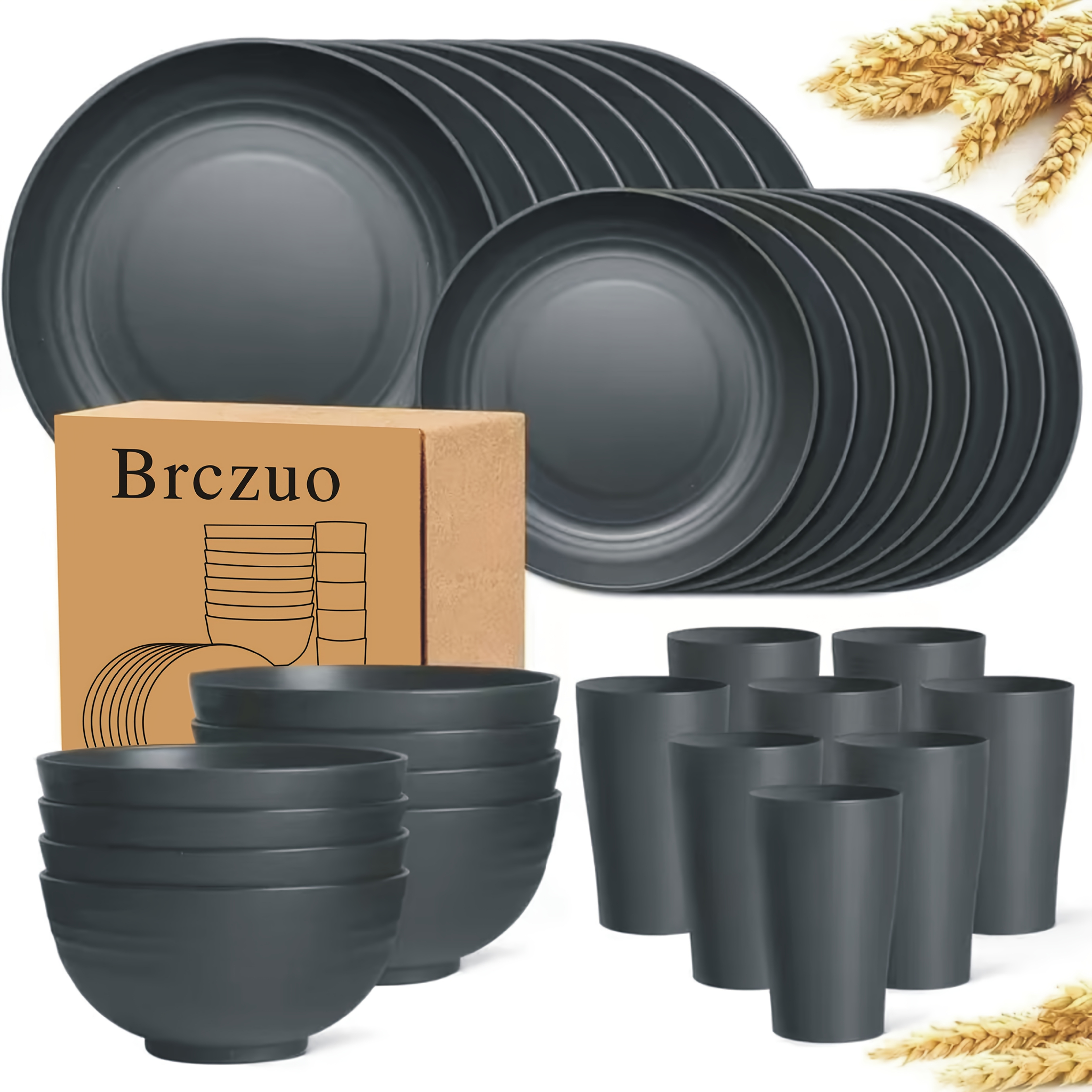 brczuo 16 32pcs kitchen plastic wheat straw tableware set Temu
