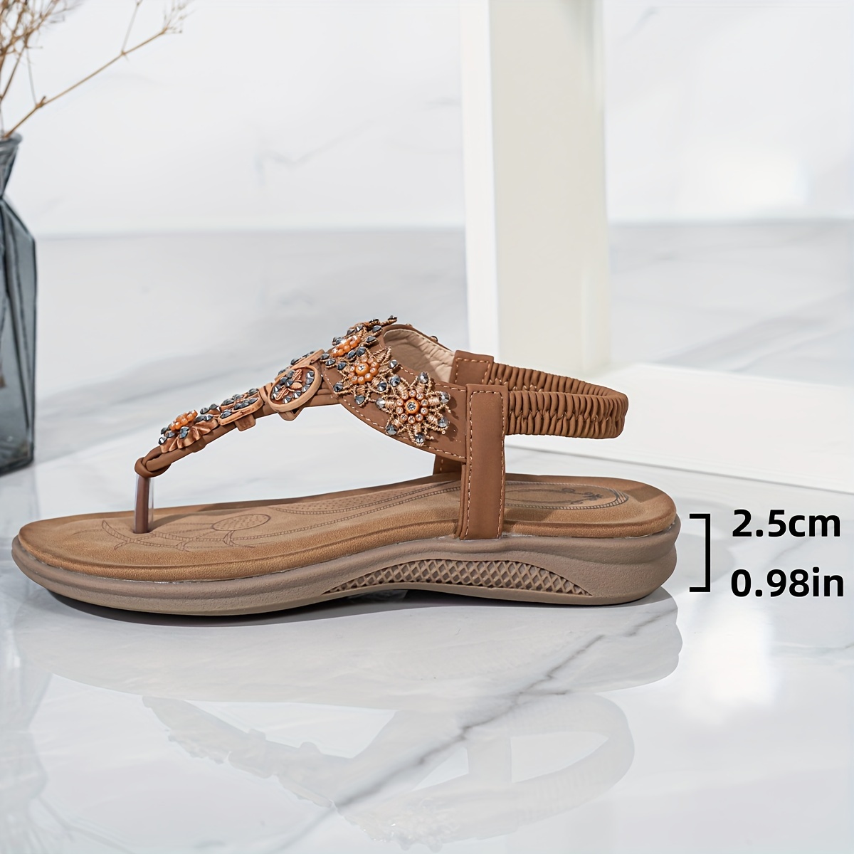 vintage bohemian embellished flip flops open toe Temu Saudi Arabia