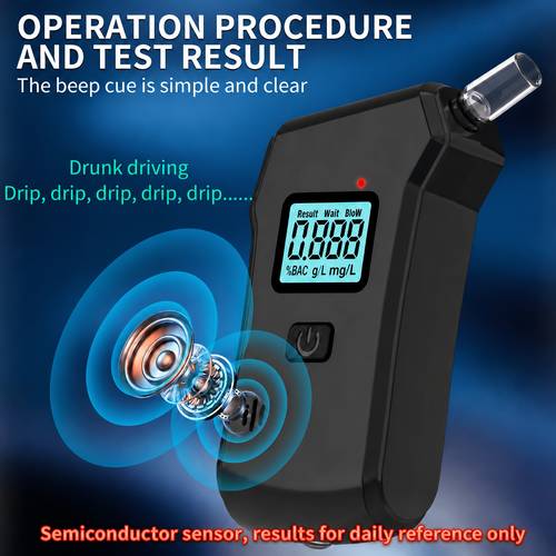 breathalyzer with high portable alcohol detector for home use lcd aaa battery powered durable abs housing no