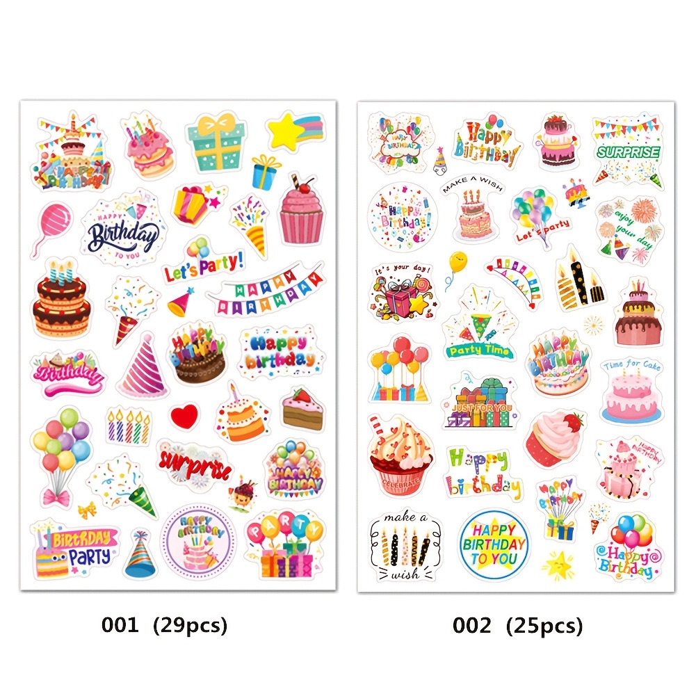 Image of 54+ Flashing Birthday Stickers Celebration Combo Stickers Gifts Computer Birthday Stickers Including Cake, Balloons, And Party Decorations Stickers