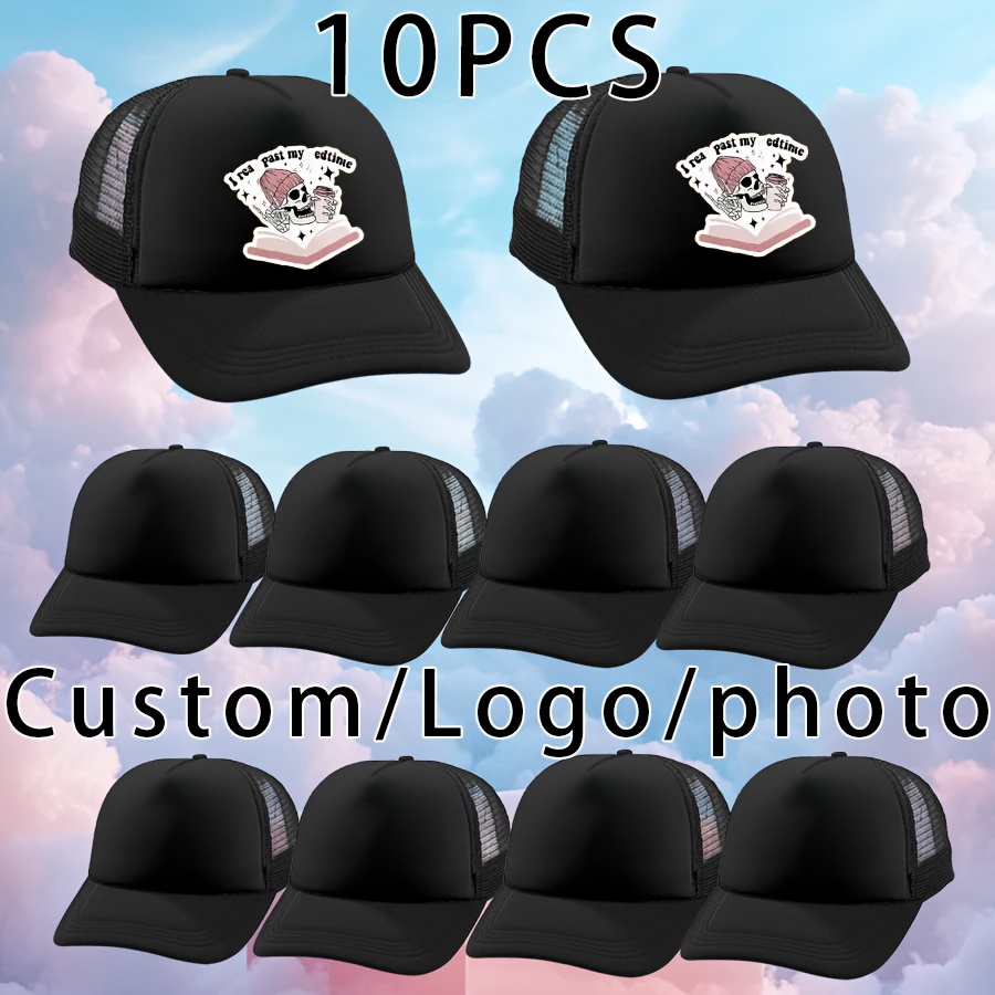 10pcs Custom Baseball Caps, Adjustable Mesh Trucker Hats
