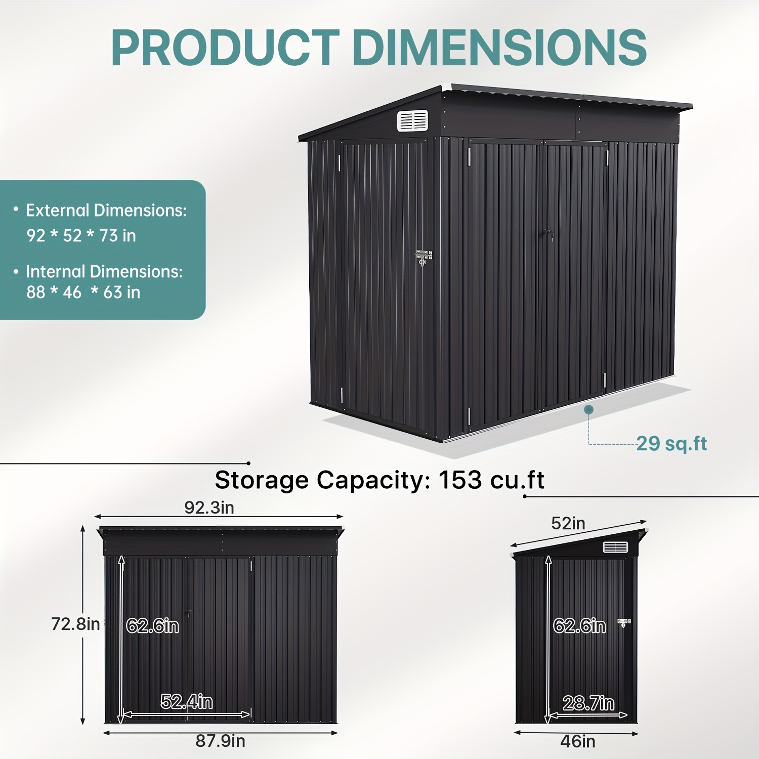 4&#39; X 8&#39; Outdoor Storage Shed, With Triple Lockable Door