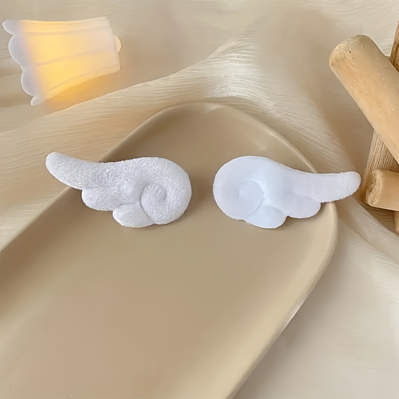 2pcs Adorable Wing Hair Clips For Girls - Soft Knit Fabric, Cute Side & Top Clasp Design, Versatile Solid Color, Headwear, Perfect For Parties & , Girl Hair Accessories, , Delicate Hair Accessory