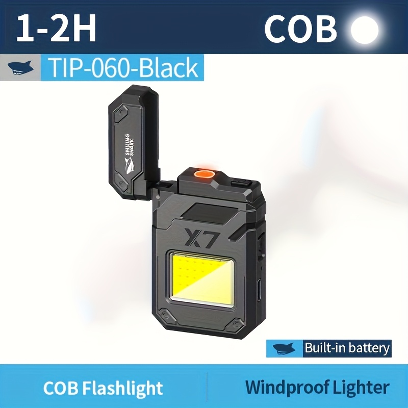 TEMU 1pc Smiling Shark Electric Lighter, Windproof Flameless Lighter, Plasma Lighter, Rechargeable Lighter Usb-c, Candle Lighter, Cool Lighter,