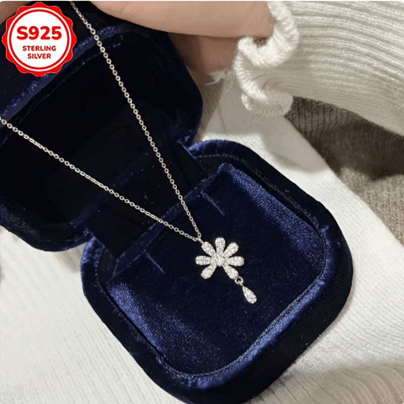 Women's S925 Silver Daisy Clavicle Chain Necklace, Gift for Her