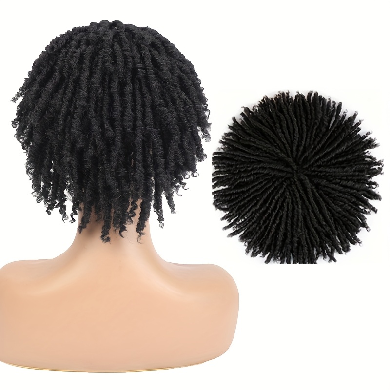 Braided Short Synthetic Dreadlock Hair Topper Wig For Women Men Increase Hair Volume 8 Inch Dreadlocks Hair Short Locs Wiglets Hairpieces, Bottom With 4 Clips, For Daily And Scenes
