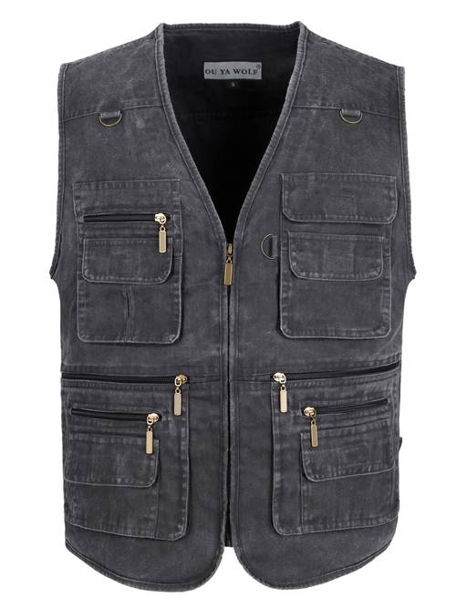 herren stone-washed outdoor-reise-sport-weste mit mehreren , mehrzweck-arbeits-, jagd-, angel-cargo-weste, leichte techwear-oberbekleidung, freizeitweste für herren (farben verblassen in der wäsche, bitte separat waschen)