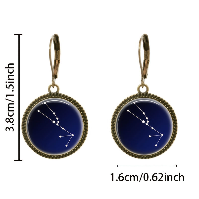 2pc Constellation Pattern Blue Pendant Earrings Set