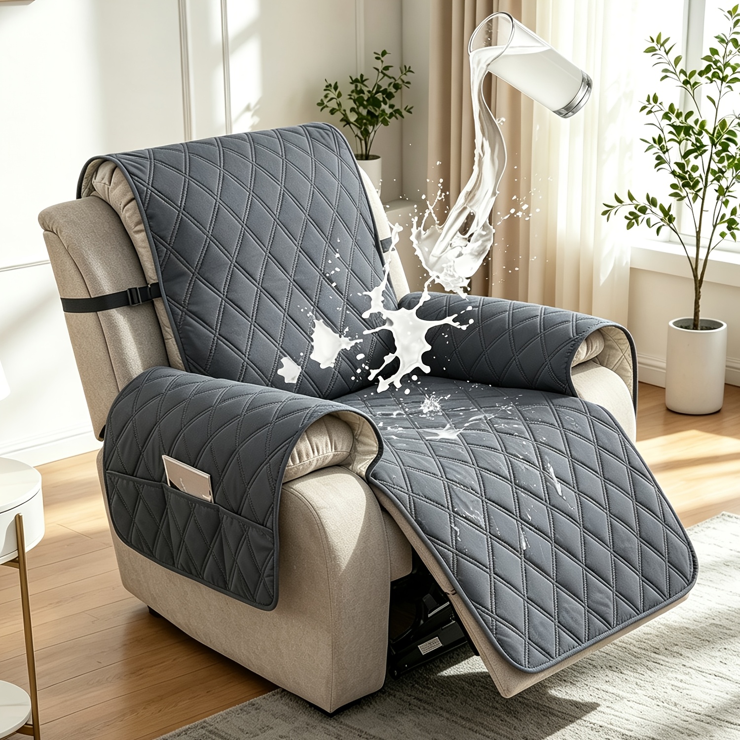 TEMU 1pc 100% Recliner Sofa Cover, Anti-slip And Wear-resistant Furniture Protectors, Suitable For Pet Homes, Bedrooms, Living Rooms, Removable And