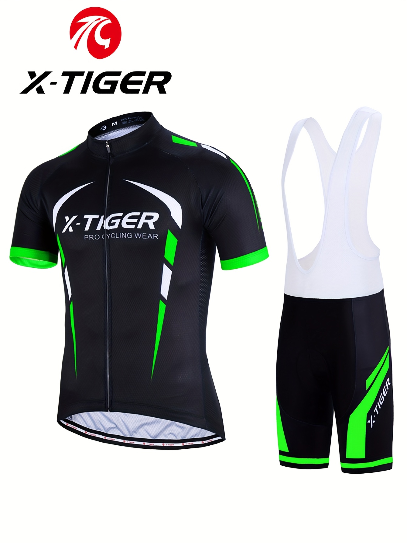 X-TIGER Fietspakken voor heren, wielertrui met korte mouwen, met 5D-gel gevoerde fietspak, panty, koersbroek, combinatieset, sneldrogend, ademend MTB-shirt, fietsbroek, racekleding (1101, XXL