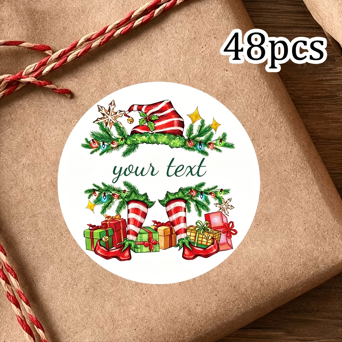 TEMU 48/96pcs Custom Christmas Stickers Suitable For Gift Tags, Personalized Labels With Self- Text/name/numbers, Matte Pvc Round Sheets For Wrapping