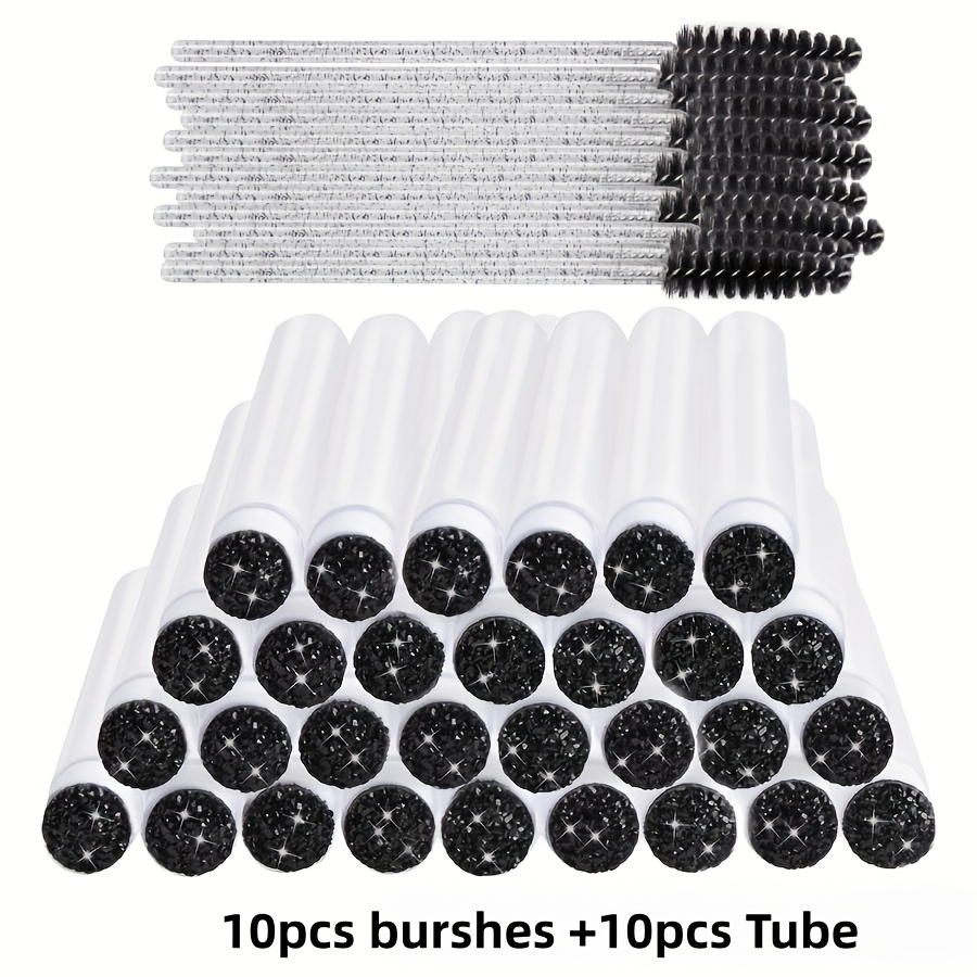 TEMU 20pcs Eyelash Brush Tubes, Mascara Wands, Eyebrow Combs, And For Makeup Application