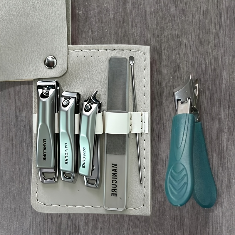 Image of 6pcs Portable Home Nail Care Set, Nail Clipper + Cuticle Tools, Complete Manicure Kit, Compact Storage For Travel And Business Trips