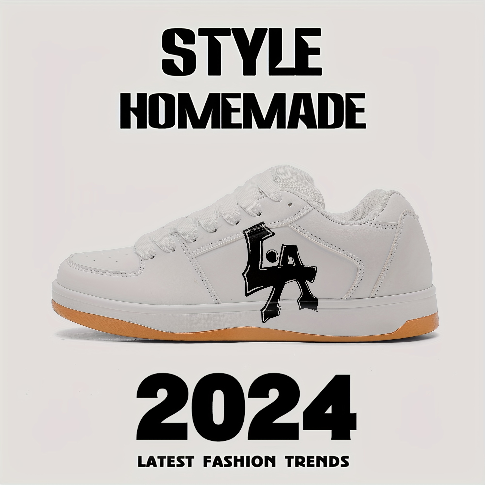 

La Logo Low Top Sneakers - Men's Casual Summer Shoes - Pu Leather, Rubber Sole, Lace-up Closure - Suitable For All Day Wear