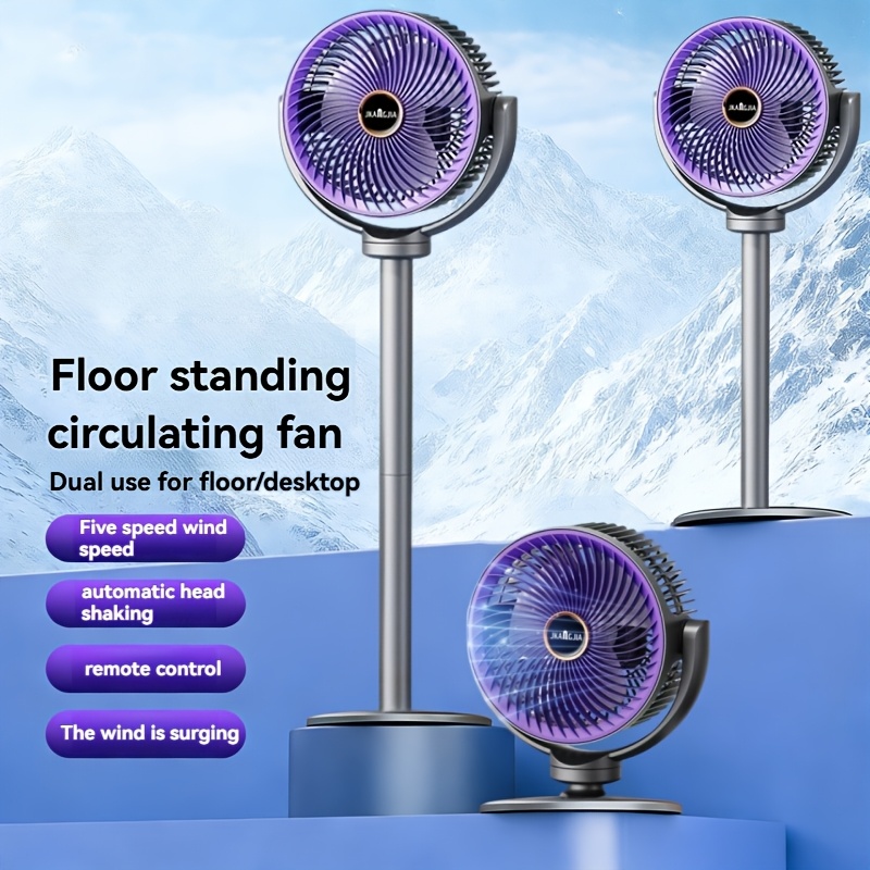 3 in 1 adjustable height household floor fan 5 speed adjustable wind speed type c charging interface usb charging living room floor fan vertical and   cycle units simple bracket 2400mah battery   for summer cooling