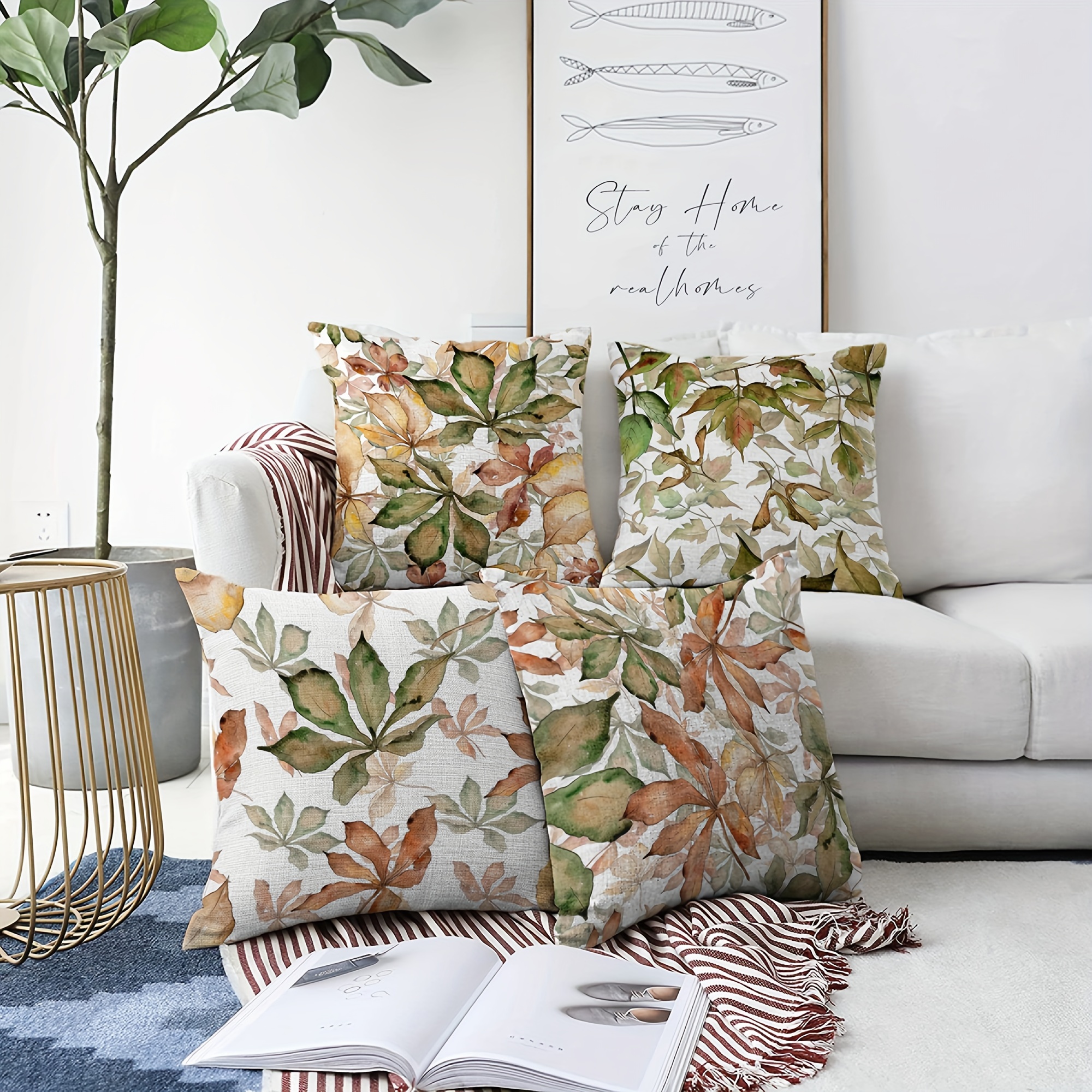

4pcs Set Pattern - Polyester, No Included - For Sofa, Bed & Car Decor |