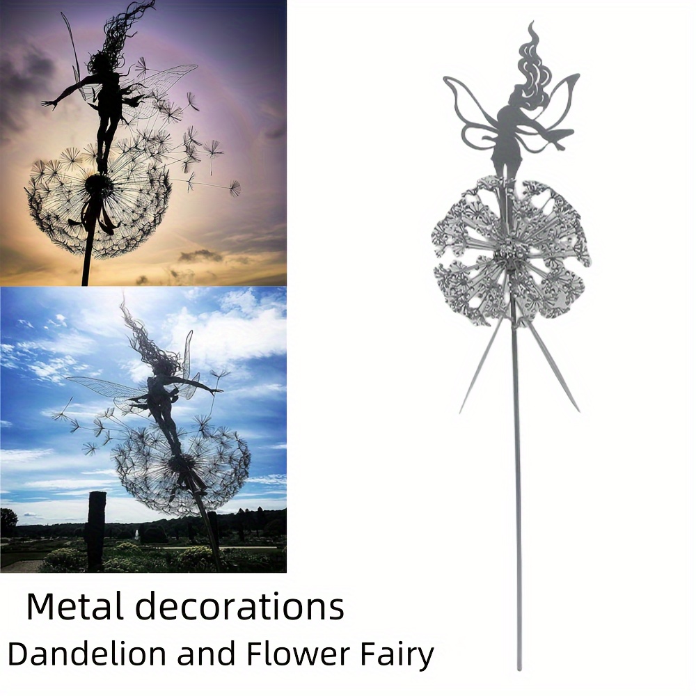 

Dancing Fairy And Dandelion, Garden Art Sculpture, Stainless Steel Statue, Festival Decoration, Outdoor Courtyard, Lawn, Terrace Metal Decoration Christmas Gift
