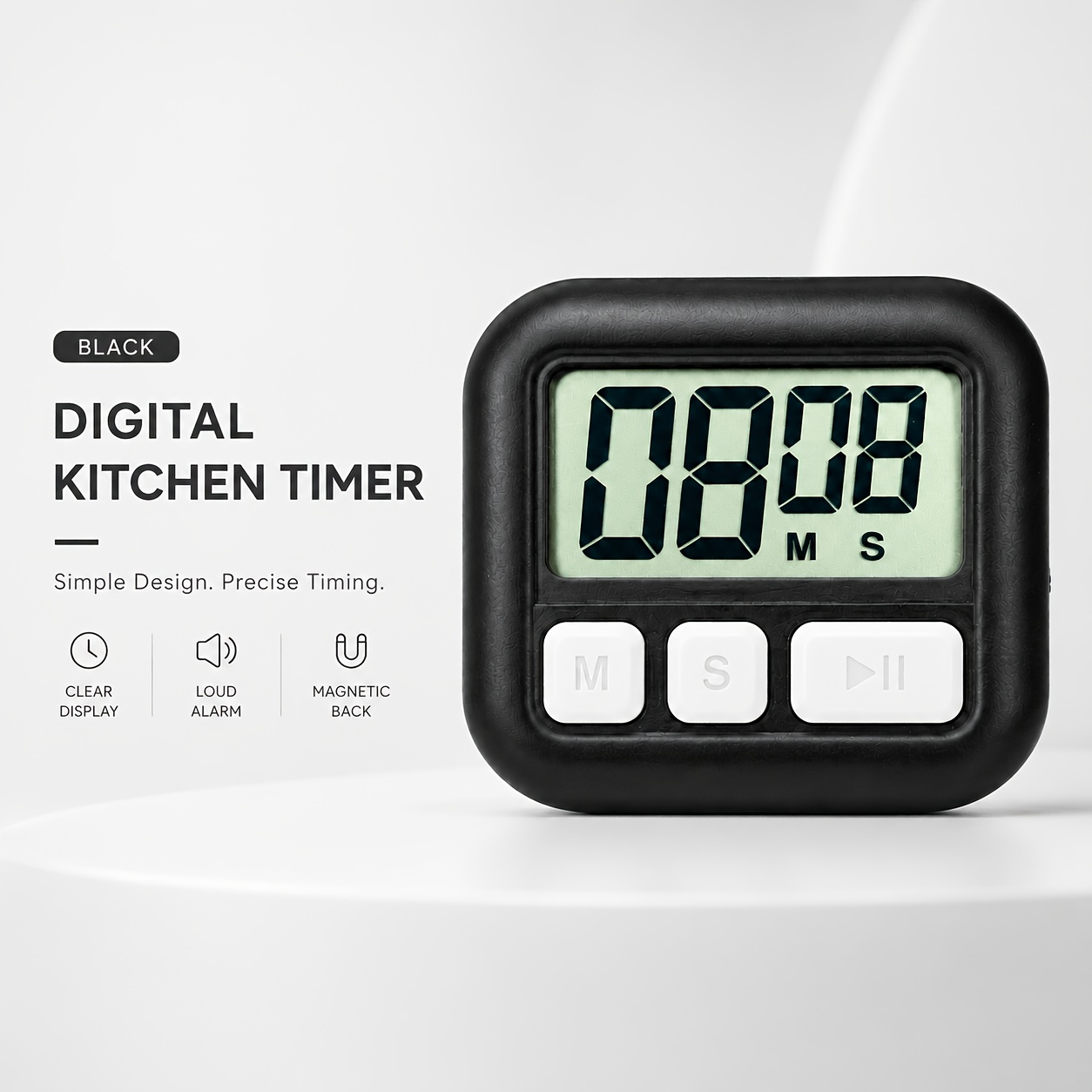TEMU Timer Digitale Magnetico con Interruttore , Display Minuti e Secondi, Timer da Cucina Autoportante per Cucinare, Infornare, Classe, Allenamento