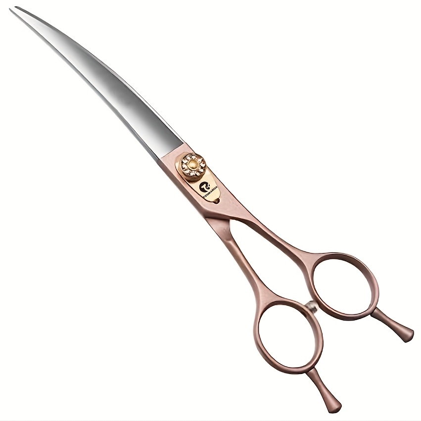 E-shop Roségoldene, gebogene Hundefriseurschere - 7" 440C Edelstahl Tier-Schneidzange für sicheres Trimmen und Scheren von Hunden und Katzen