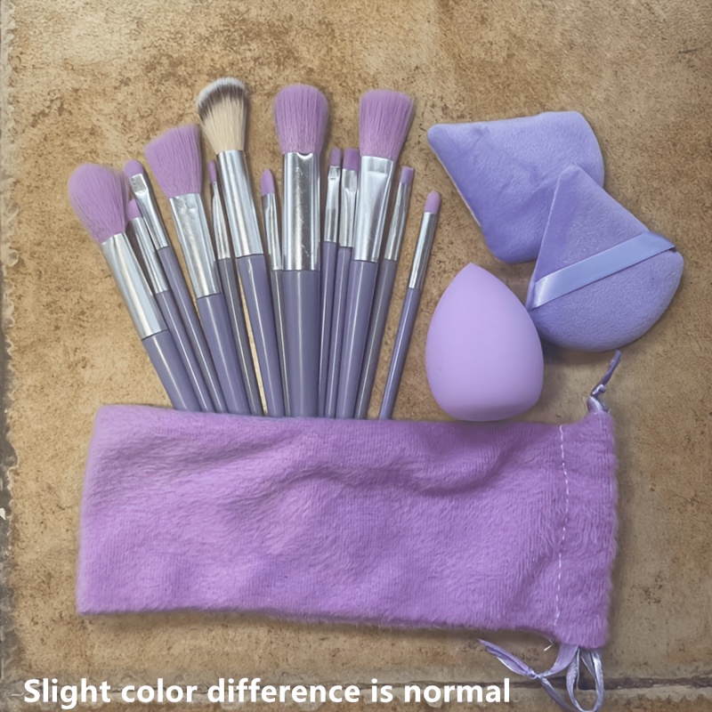 TEMU 17pcs Set Of High-quality Professional Makeup Brushes, Including 13 Brushes And 2 And 1 Makeup Egg And Storage Bag, Soft, Foundation Brush,