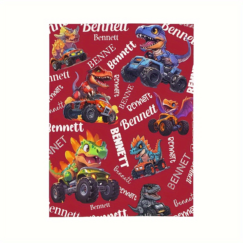 

1pc Customized Name, Monster Truck Pattern Fleece Blanket, Personalized Soft And Warm Fleece Blanket, Suitable For Sofa, Bed, Travel, Camping, Living Room, Office - Machine Washable, , Multi-