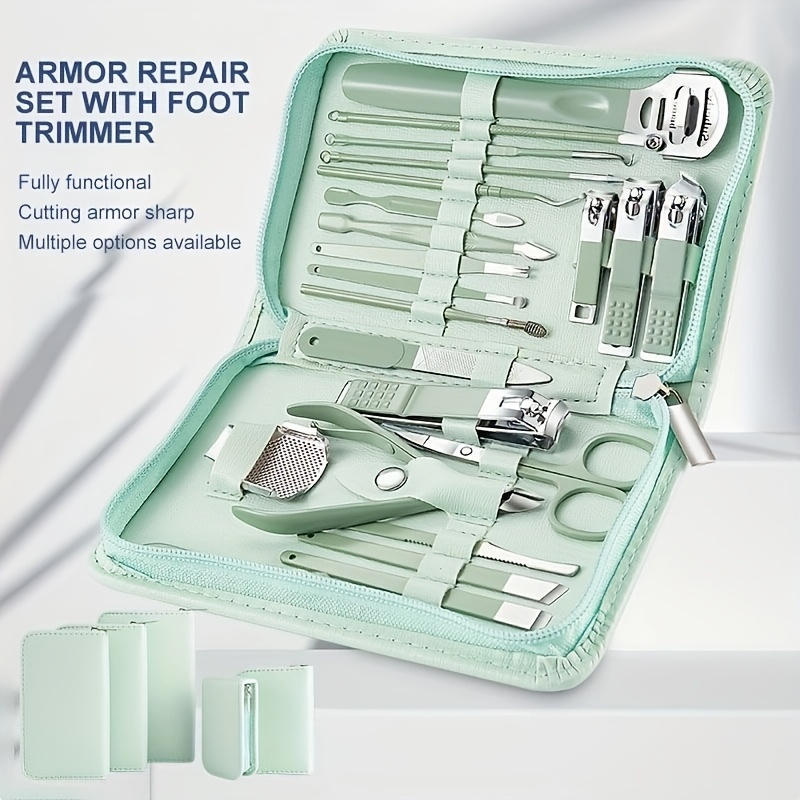 TEMU Manicure Set Professional Nail Clipper Kit-22pcs Stainless Steel Manicure Kit, Nail Care Tools With Case