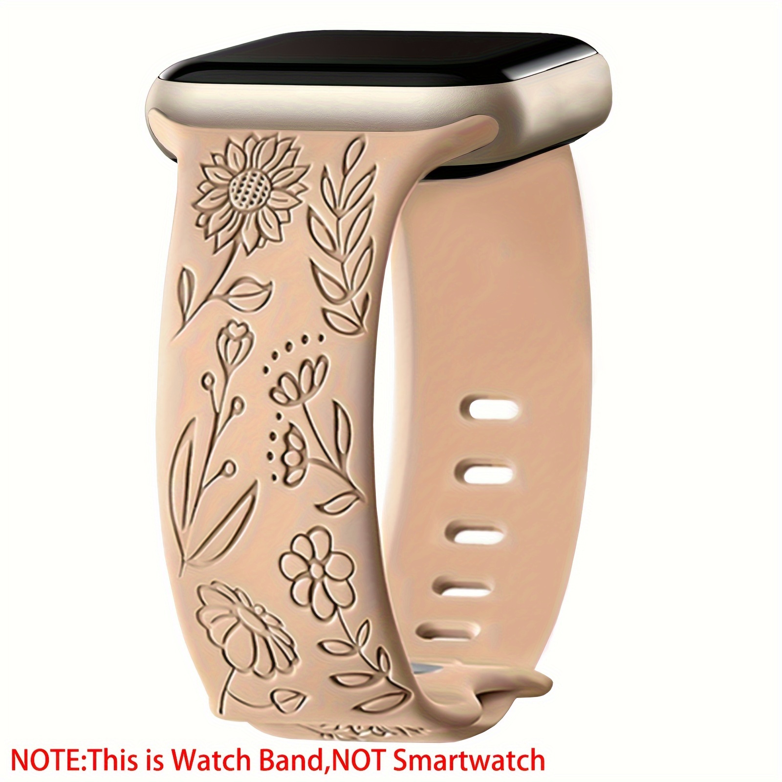 

Floral Engraved Bands Compatible With Apple Watch Band 44mm 40mm 38mm 41mm 45mm 46mm 49mm 42mm Women, Soft Silicone Cute Sport Strap For Iwatch Bands Series Ultra Se 10 6 5 4 3 2 1