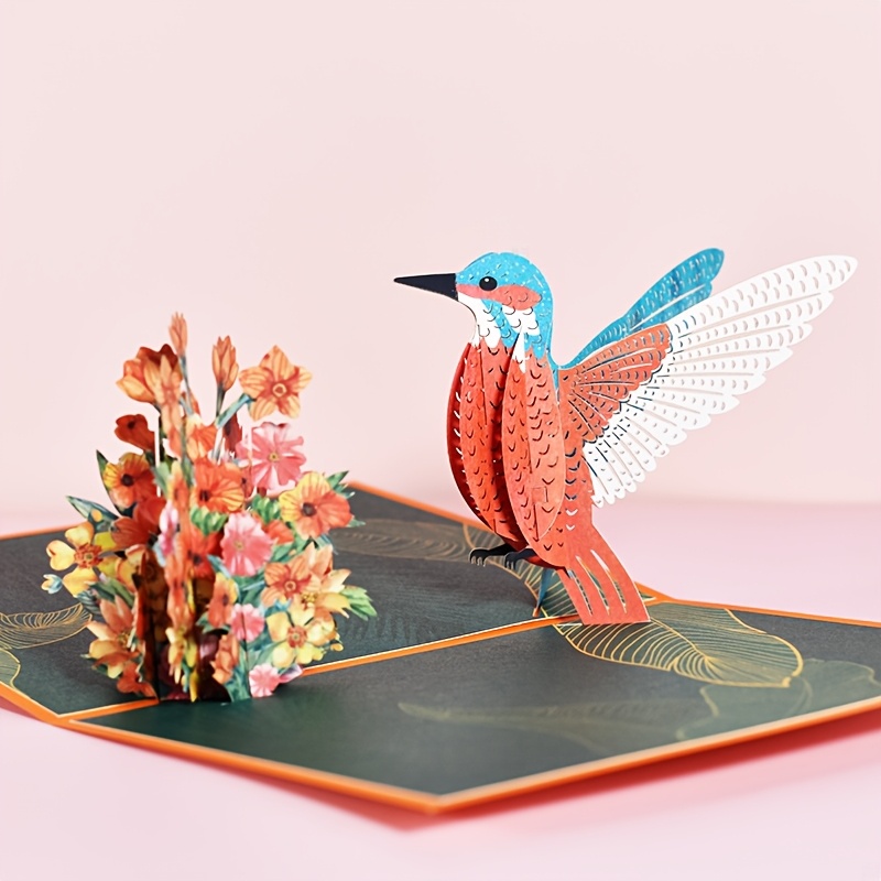 1pc 3d orange hummingbird -up greeting card with envelope, exquisite handcrafted paper cutout, mother s day, thanksgiving, christmas, birthday, valentine s day gift for friends and , birthday card, funny birthday card, happy birthday card, christmas card/greeting card, anniversary card, card with envelope Product details 2