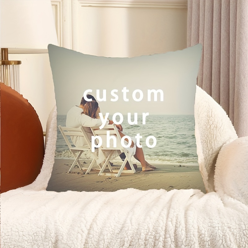 

1pc, Short Plush Personalized Photo Customized Pillow Cover With Single-sided Printing Of 45 * 45cm/18 * 18in. Customized Picture Without Pillow Core