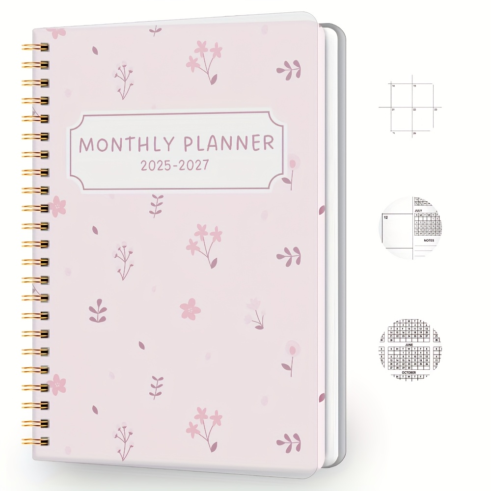 2025.7-2027.6 monthly planner: 24-month, weekly agenda, academic planning notebook, list for increased productivity, english language, spiral bound, pink with , academic planning notebook | notebook | durable spiral binding, monthly calendar planne - office & school supplies - Temu United Kingdom
