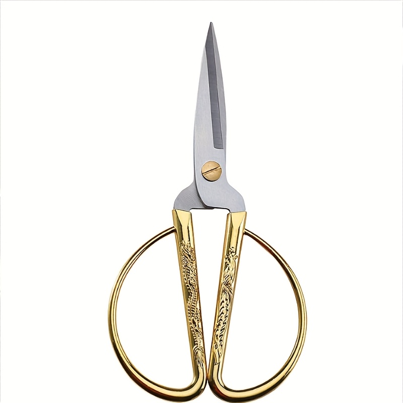 1把复古中式龙凤剪刀 - 不锈钢小号，适用于剪纸、手工制作、家居使用，传统礼品，复古款式适合裁缝与手工艺爱好者