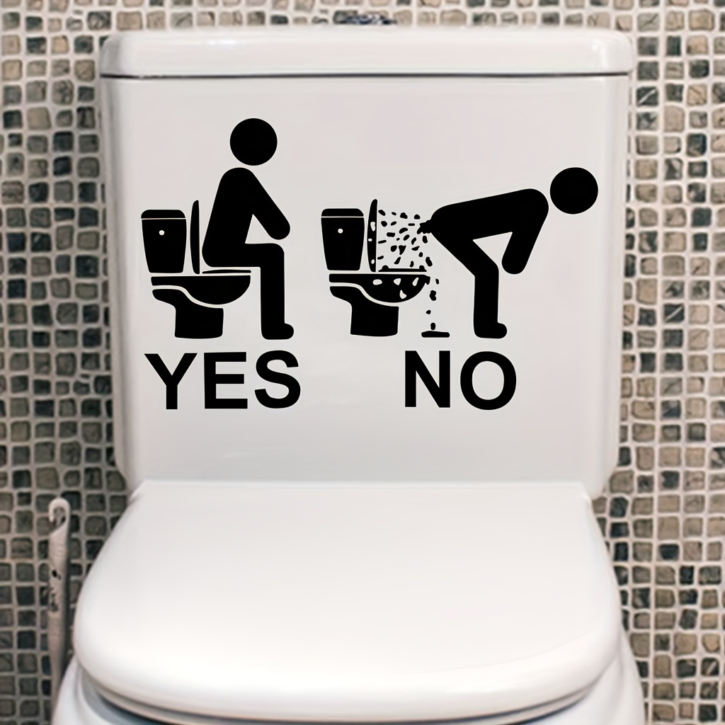 

Pvc Toilet Lid Decal - Hygiene Reminder For Civilized Bathroom Use, Self-adhesive, Waterproof & Oil-proof, Simple Stick-on Application, Ideal For Home & Public Restrooms - 1 Piece