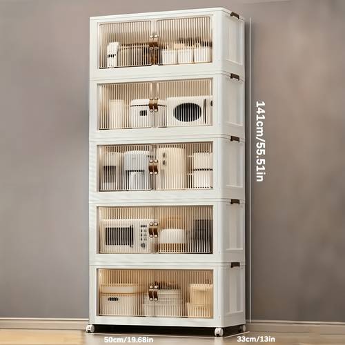 Covered Storage Buckets 2/3/4/5 Layers, Double-opening Storage Boxes, Large Storage Boxes With LIDS And Wheels, Suitable For Storing Clothes, Snacks, And Books, Kitchen Storage Cabinets, Storage Drawers, Unit Storage And Organization