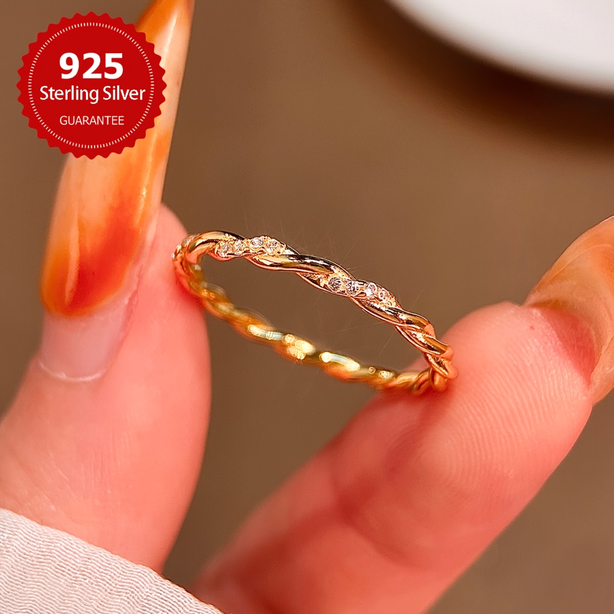 Women's S925 Silver Line Twist Wrap Ring, Wedding Gift