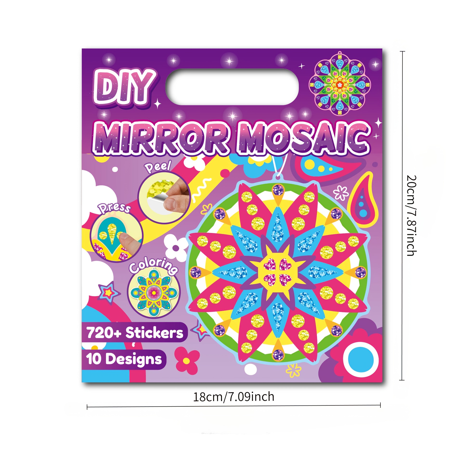 Image of Mosaic Craft Kit - Mandala Mosaic Arts For Girls, Colorful Designs With Glitter Stickers, Peel And Party Favors.school Supplies.back To School