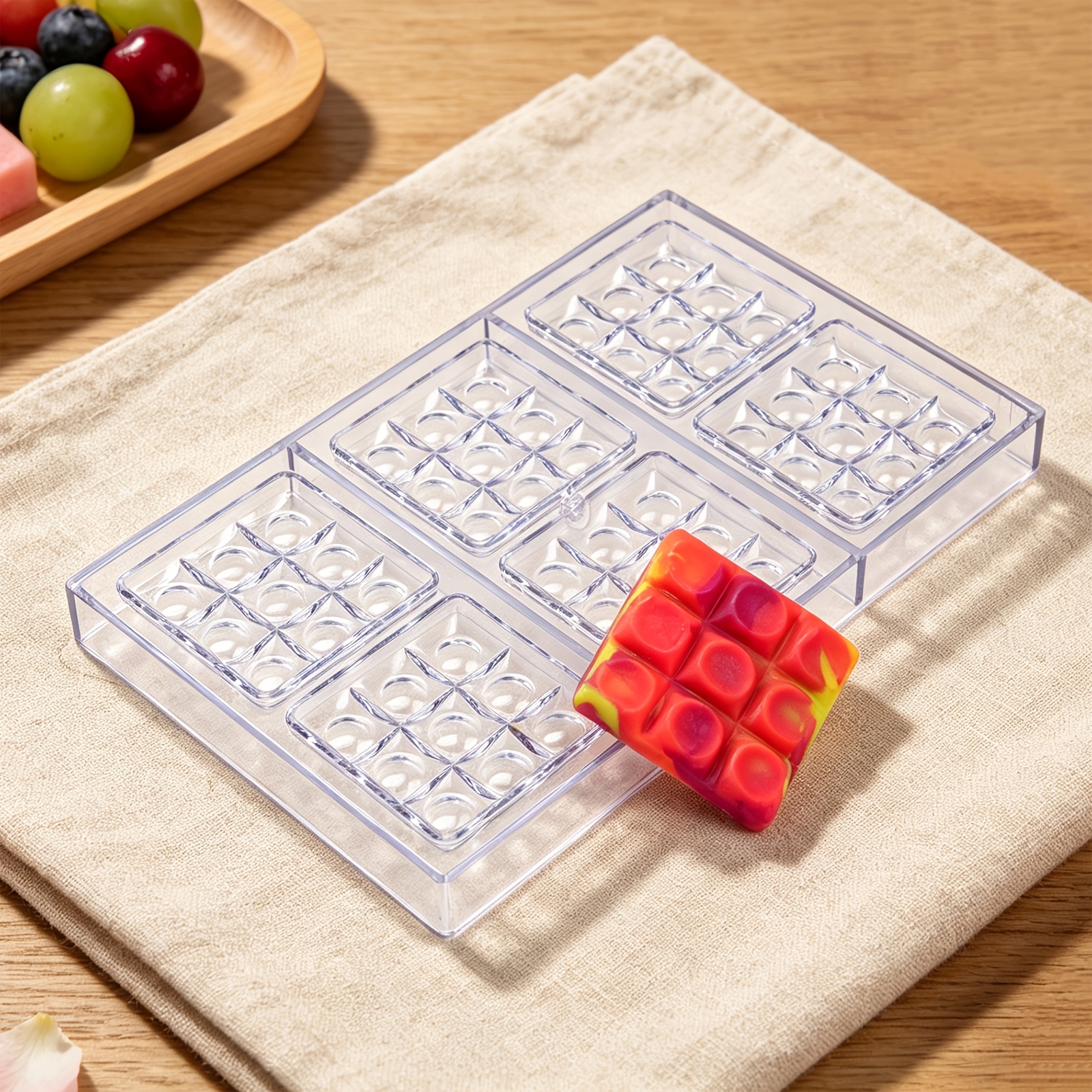 TEMU Molde de 6 cavidades cuadradas y redondas, molde transparente para dar forma a caramelos DIY