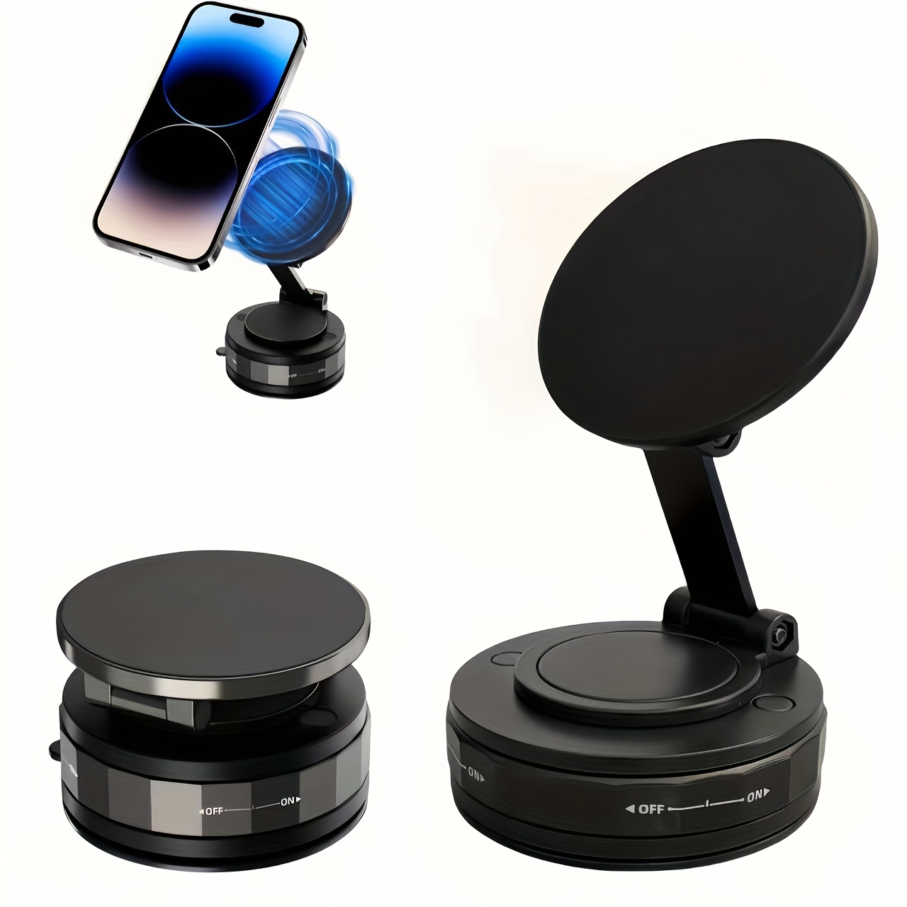 E-shop Handyhalterung - Multifunktionaler Vakuum-Saugnapf, 360 Grad drehbare magnetische Autohalterung mit verstellbarem Arm, polierter , robuste