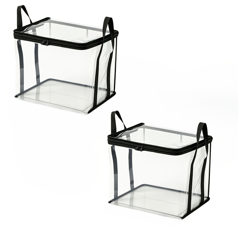 TEMU Large Transparent Thickened Plastic Storage Box With Hinged Lid, Heavy-duty Durable High-capacity Organizer, Ideal For Home, Camping, Travel,