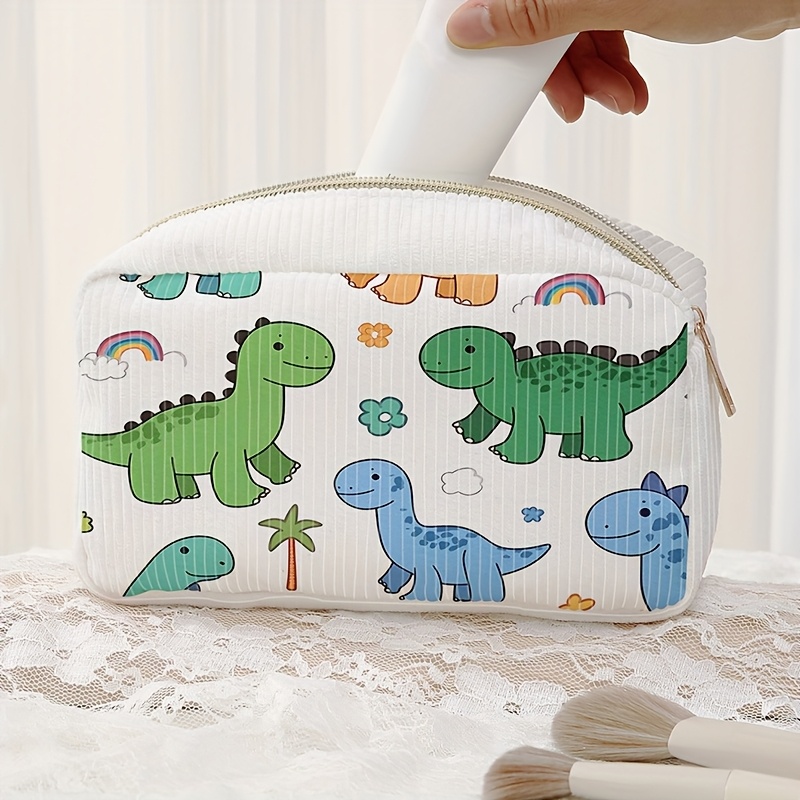 blue green dinosaur pattern printed makeup bag portable Temu