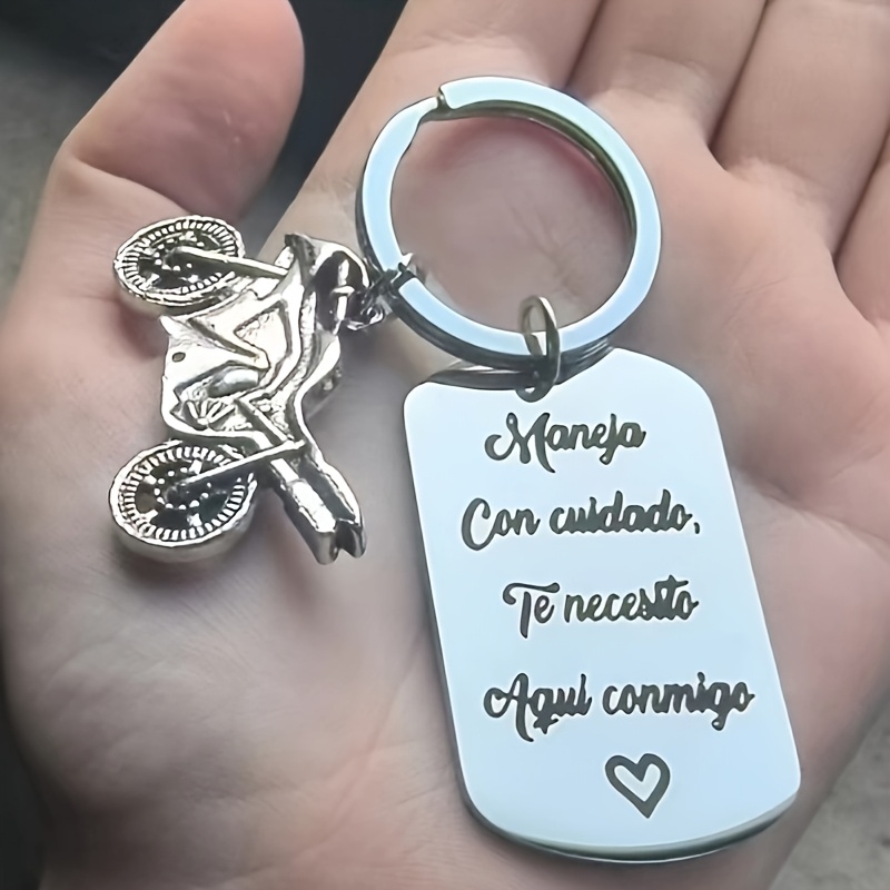 llavero acero inoxidable motocicleta diseño grabado moto Temu