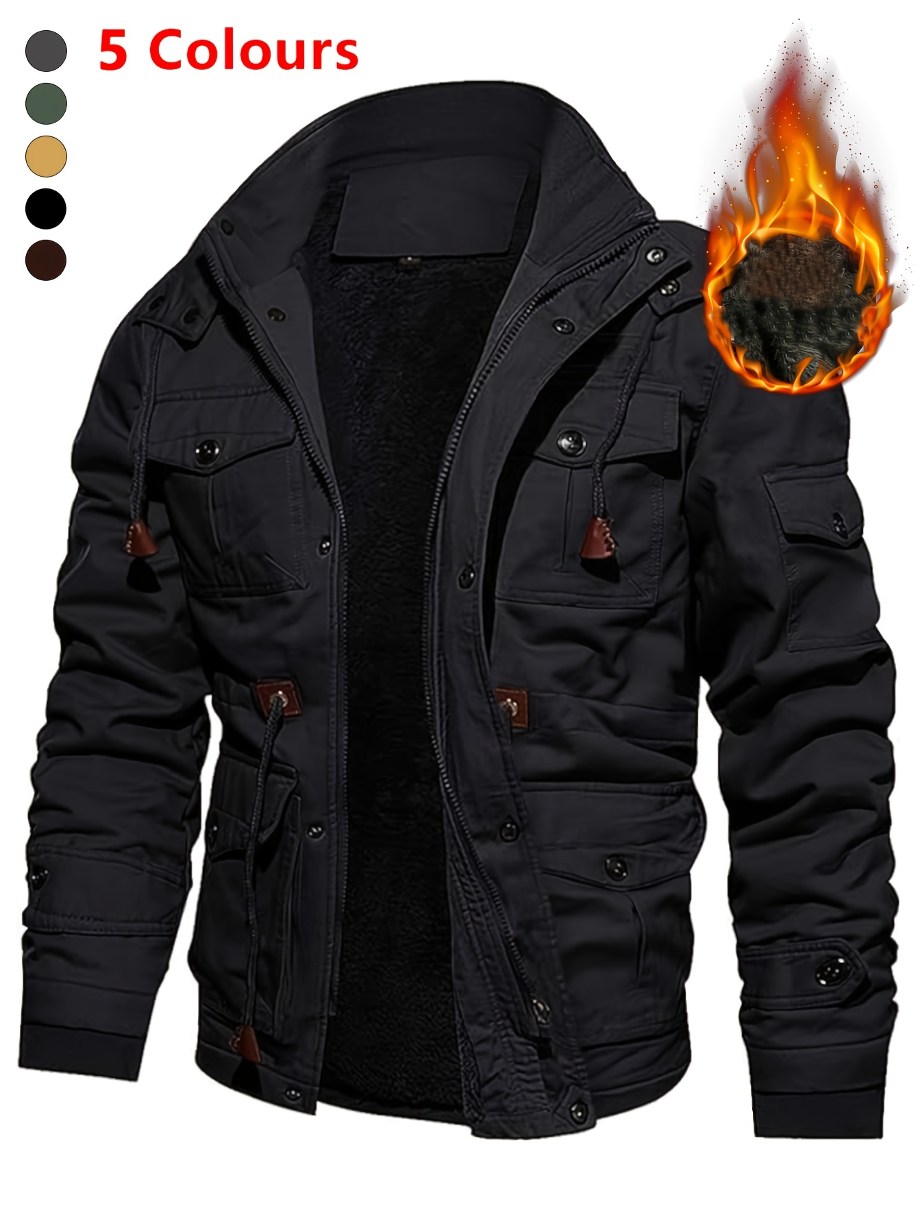 Men's Thickened Mid-Length Jacket with Hood for Winter