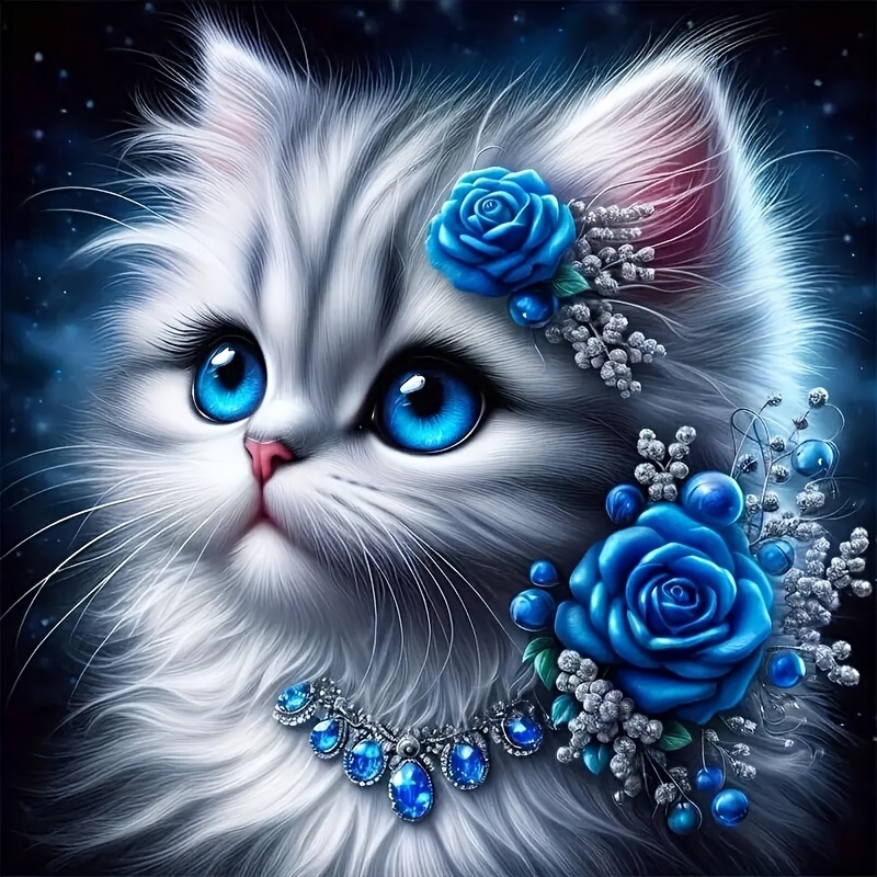 1pc 5d Diamond Painting Kit For Beginners, 7.8x7.8in Round , Diy Canvas Craft, Animal Theme Home Decor, Frameless Festive Gift