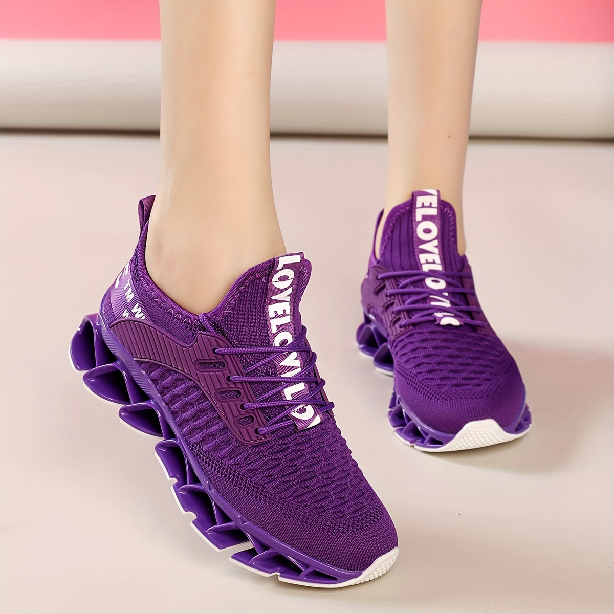 

Women's Fashion Knitted Sports Shoes, Breathable Low Top Running & Walking Trainers, Casual Outdoor Sneakers